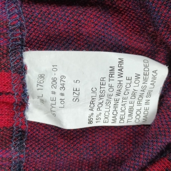 D.B.Y. Red Blue Tartan One Notched Button Long Sleeve Elastic Pull On Skirt Set - Picture 13 of 16